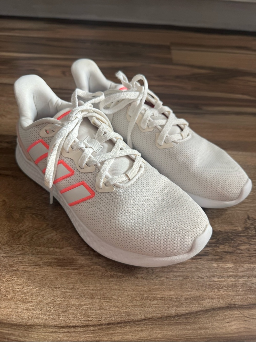 adidas White Athletic Sneakers with Pink Highlights